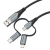 Vention USB 2.0 A Male to 3-in-1 Micro-B&USB-C&Lightning Male Cable 1M Gray Aluminum Alloy Type
