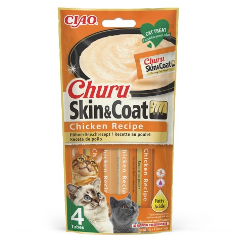 INABA Churu Skin&Coat Chicken recipe - cat treats - 4x14 g