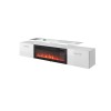 RTV cabinet ROVA with electric fireplace 190x37x48 white/gloss white