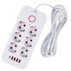 Maclean power strip, 6 socket extension + 4xUSB, 110-240V AC 50/60Hz, 2.1A max 2500W, 3m, white, MCE391 W