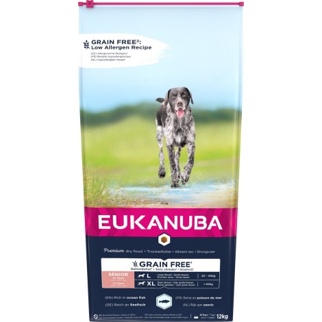 EUKANUBA Grain Free Senior large/giant breed, Ocean fish - dry dog food - 12 kg