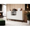 PAFOS chest of drawers on a black steel frame 150x40x90 cm white matt