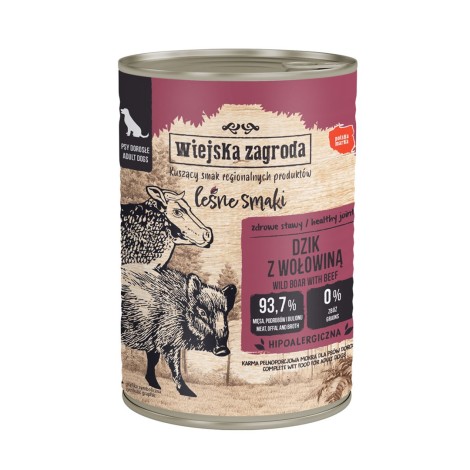 Wiejska Zagroda  Dzik z wołowiną karma mokra dla psa 400g