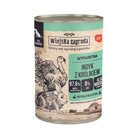 Wiejska Zagroda  Indyk z królikiem karma mokra dla psa 400g