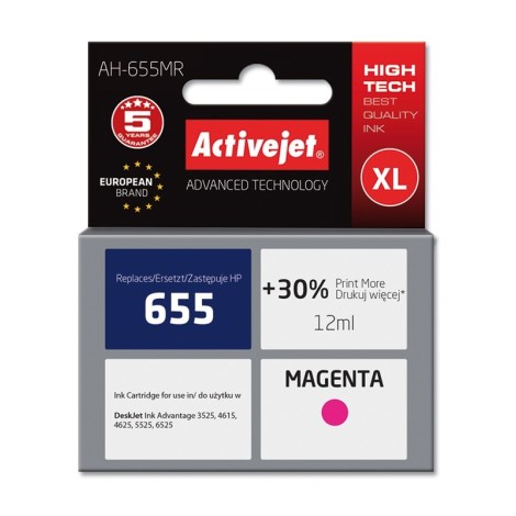 Activejet AH-655MR ink (replacement for HP 655 CZ111AE; Premium; 12 ml; magenta)