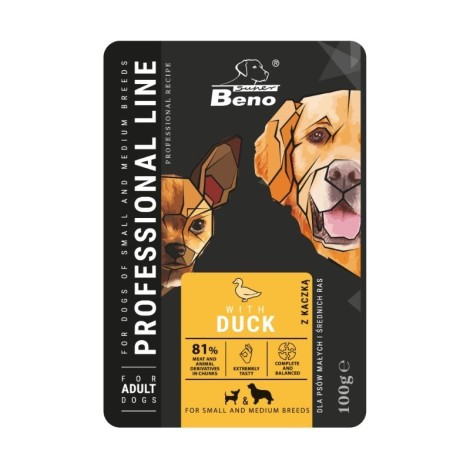 SUPER BENO Adult Small and medium Duck - Wet dog food - 100 g