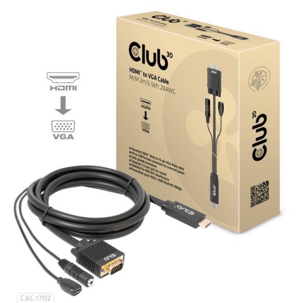 CABLE HDMI TO VGA 2M/M/M CAC-1712 ...