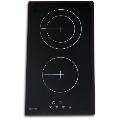 Simfer | Hob | H3.020.DEBSP | Vitroceramic | Number of burners/cooking zones 2 | Touch | Black