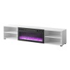 RTV cabinet POLO 180x33x39 white + fireplace black