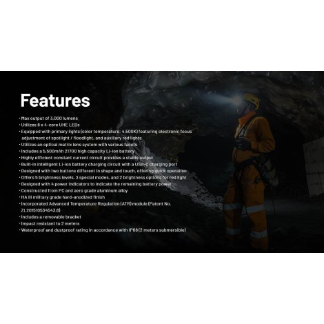 HEADLAMP H SERIES 3000 LUMENS/HC75 UHE NITECORE