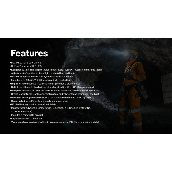 HEADLAMP H SERIES 3000 LUMENS/HC75 UHE ...