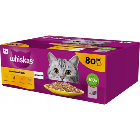 WHISKAS Saszetka Galaretka Drób 80x85g