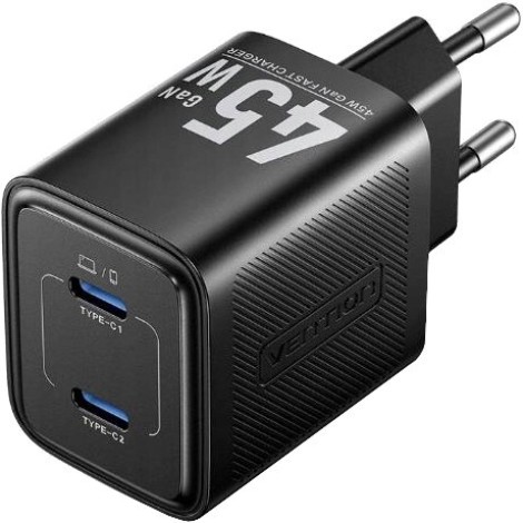 MOBILE CHARGER WALL 45W USB-C/2P BLACK FEFB0-EU VENTION