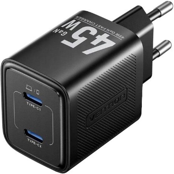 MOBILE CHARGER WALL 45W USB-C/2P BLACK ...