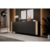 FARO chest of drawers 200x42x82 matte black + oak craft