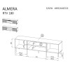ALMERA TV cabinet 180.5x42x52.5 walnut/cashmere + black fireplace