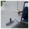 Savio AK-57 USB-C - 3 x USB-A HUB with RJ-45 Gigabit Ethernet adapter, 5000 Mbit/s, grey