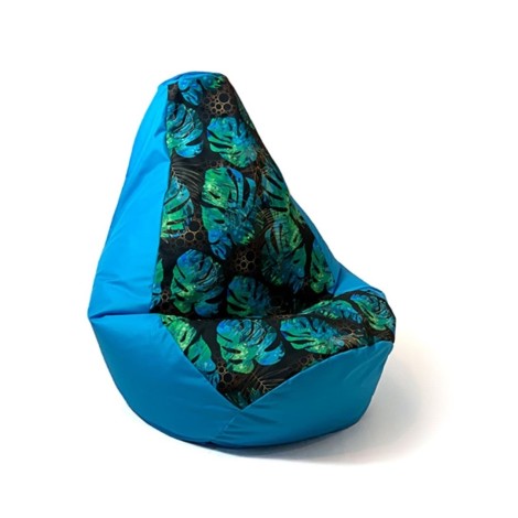 Sako bag pouffe Pear print blue-monstera XL 130 x 90 cm