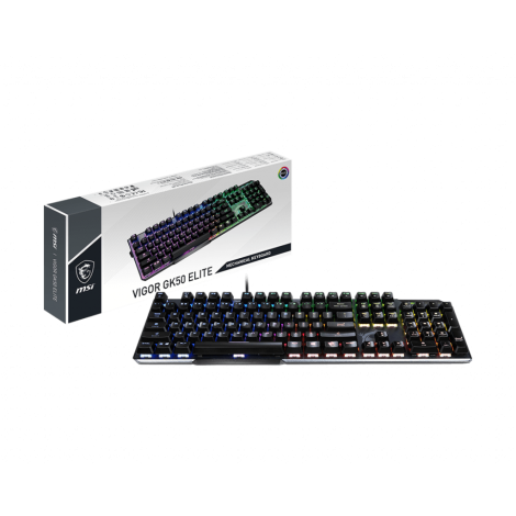 MSI | GK50 Elite | Gaming keyboard | Wired | RGB LED light | US | Black/Silver