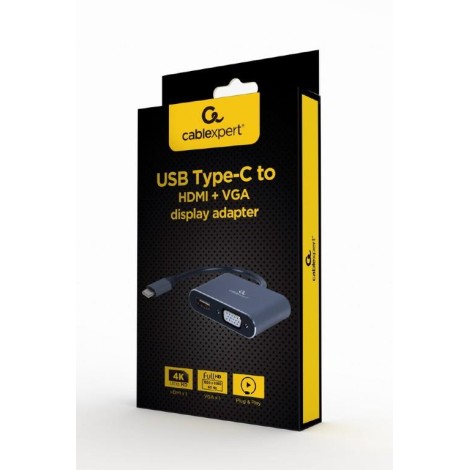 I/O ADAPTER USB-C TO HDMI/VGA/A-USB3C-HDMIVGA-01 GEMBIRD