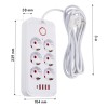 Maclean power strip, 6 socket extension + 4xUSB, 110-240V AC 50/60Hz, 2.1A max 2500W, 3m, white, MCE391 W