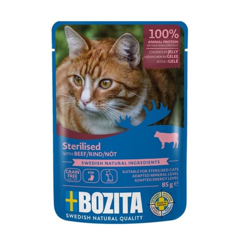 BOZITA sterilised beef jellied pieces - wet cat food - 85g