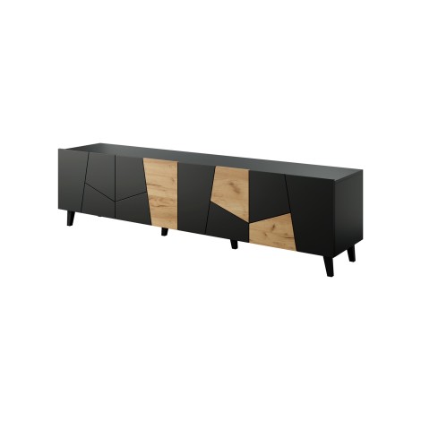 RTV cabinet ETNA 200x42x52 black matt + oak craft