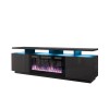 RTV EVA cabinet with electric fireplace 180x40x52 cm graphite/glossy graphite