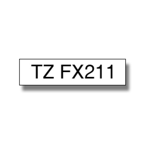 Brother | TZe-FX211 Flexible ID Laminated Tape | Black on White | TZe | 8 m | 0.6 cm