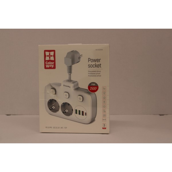 SALE OUT. ColorWay CW-CHE24PDW Power Socket: ...