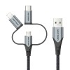 Vention USB 2.0 A Male to 3-in-1 Micro-B&USB-C&Lightning Male Cable 1M Gray Aluminum Alloy Type