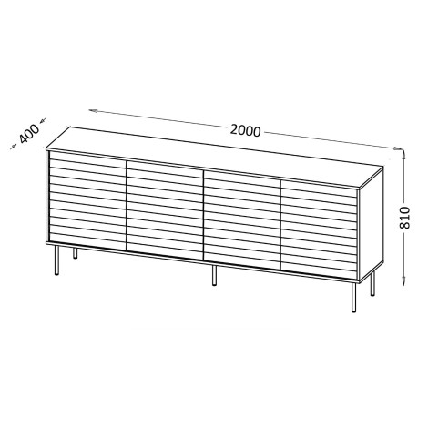 Cama 4D CORTINA chest of drawers 200x40x81 black/walnut