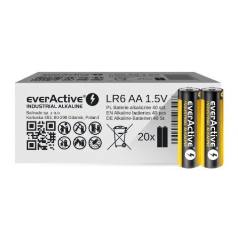 Alkaline batteries everActive Industrial Alkaline LR6 AA  - carton box 40 pcs