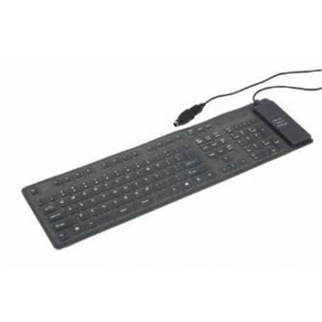 KEYBOARD FLEXIBLE USB ENG/BLACK KB-109F-B GEMBIRD
