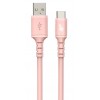 Kabel USB-USB C 1m silikonowy różowy