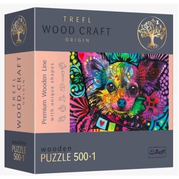 Puzzle drewniane 500 elementów Kolorowy szczeniak