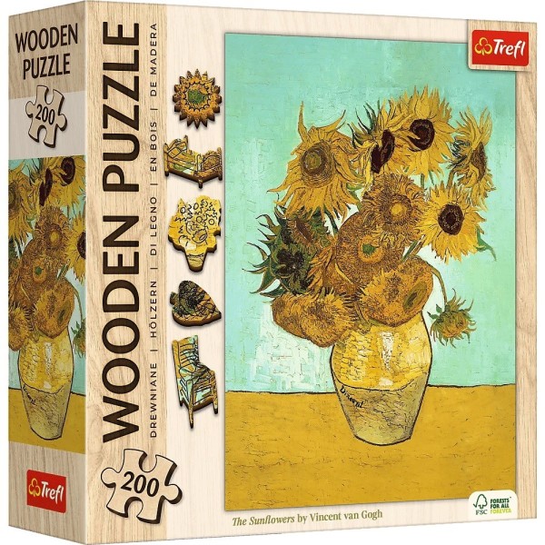 Puzzle drewniane 200 elementów Słoneczniki Vincent ...