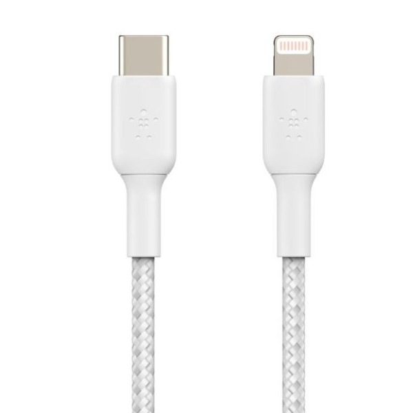 Kabel Braided USB-C Lightning 2m biały