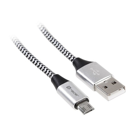 Kabel USB 2.0 AM-micro 1m czarno-srebrny