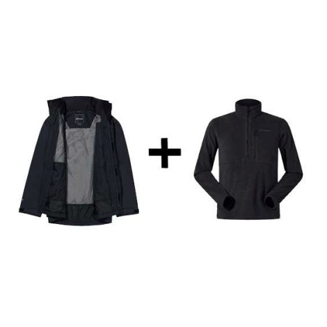 Berghaus Hillwalker IA Shell Jacket, size M, black + Berghaus Prism PT HZ Sweatshirt, size M, black