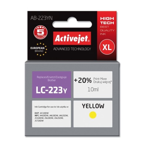 Activejet AB-223YN Ink (replacement for Brother LC223Y; Supreme; 10 ml; yellow)