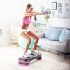 REBEL ACTIVE Step for aerobics and fitness exercises, 3 levels, gray-purple