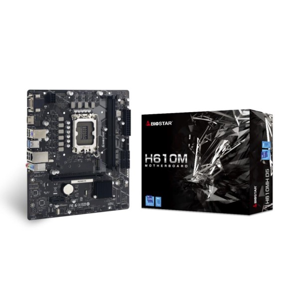 Mainboard|BIOSTAR|Intel H610|LGA1700|Micro-ATX|Memory DDR5|Memory slots 2|1xPCI-Express 3.0 ...