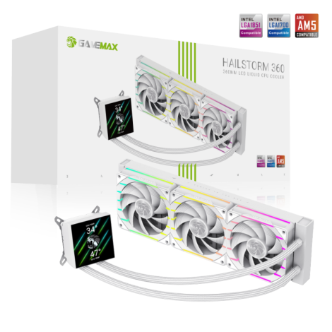 Gamemax | CPU Liquid cooler | HAILSTORM 360 LCD | White