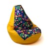 Sako bag pouffe Pear print yellow-flower XXL 140 x 100 cm