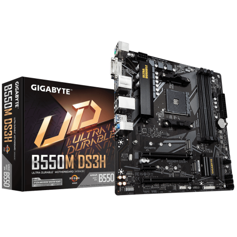 Gigabyte | B550M DS3H 1.0 | Processor family AMD | Processor socket AM4 | DDR4 DIMM | Memory slots 4 | Number of SATA connectors 4 x SATA 6Gb/s connectors | Chipset AMD B | Micro ATX