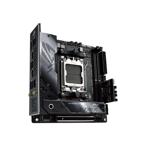 Asus | ROG STRIX X670E-I GAMING WIFI | Processor family AMD | Processor socket AM5 | DDR5 DIMM | Memory slots 2 | Supported hard disk drive interfaces SATA, M.2 | Number of SATA connectors 2 | Chipset  AMD X670 | Mini-ITX