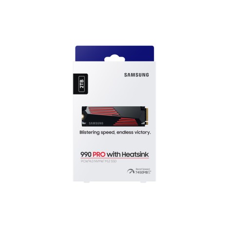 Samsung | 990 PRO with Heatsink | 2000 GB | SSD form factor M.2 2280 | Solid-state drive interface M.2 NVMe | Read speed 7450 MB/s | Write speed 6900 MB/s