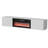 Cama RTV cabinet LARA 183x35x37 white matt + black fireplace