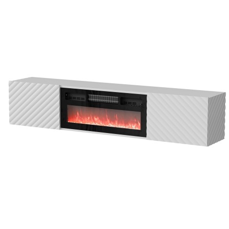 Cama RTV cabinet LARA 183x35x37 white matt + black fireplace